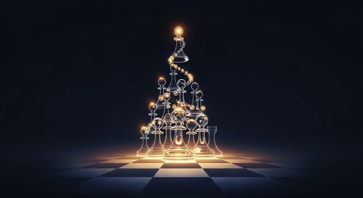 This image visually conveys the complex strategic structures inherent in the Queen's Gambit, emphasizing the elegance and intellectual depth of the chess opening.