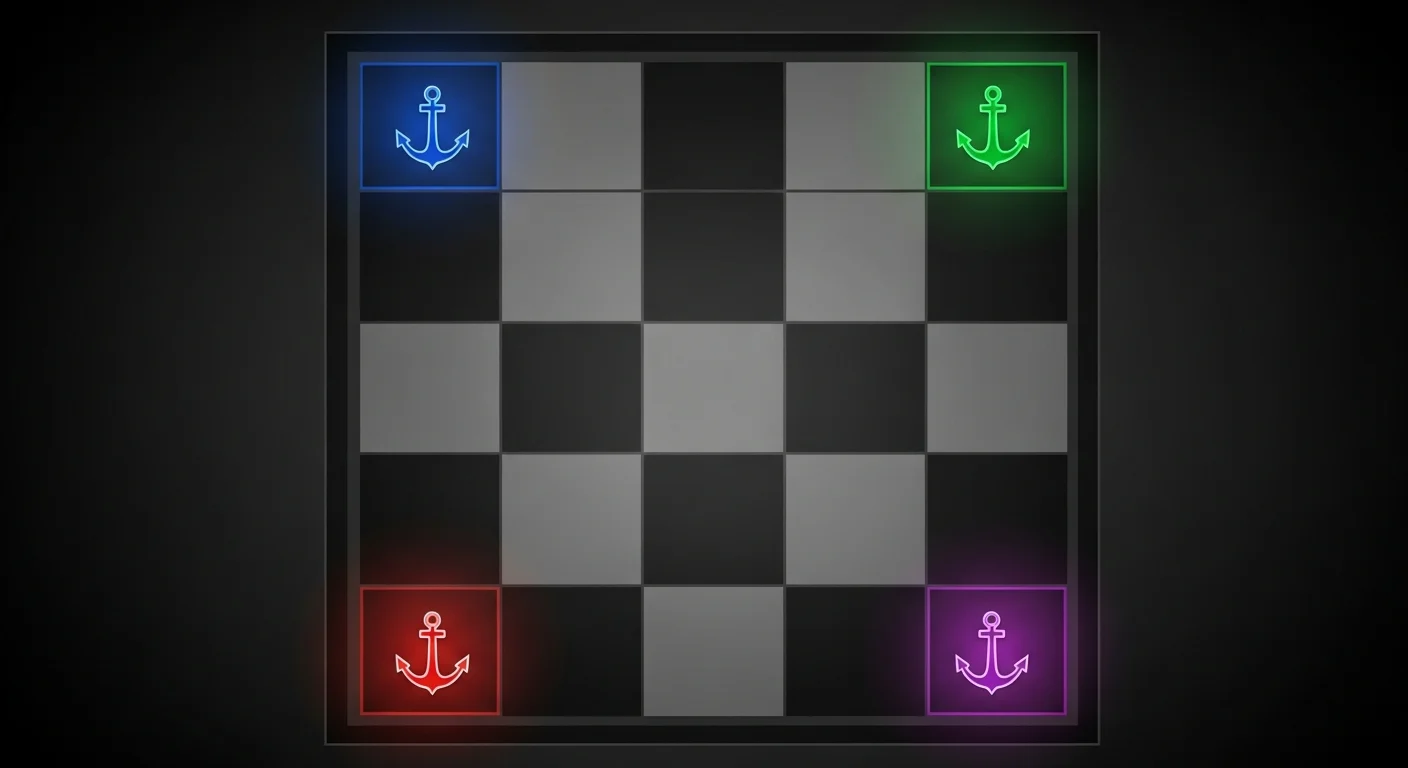 This image supports the section on understanding square color visualization, enhancing the explanation of how players can anchor their knowledge of square colors for improved memory and gameplay in blindfold chess.