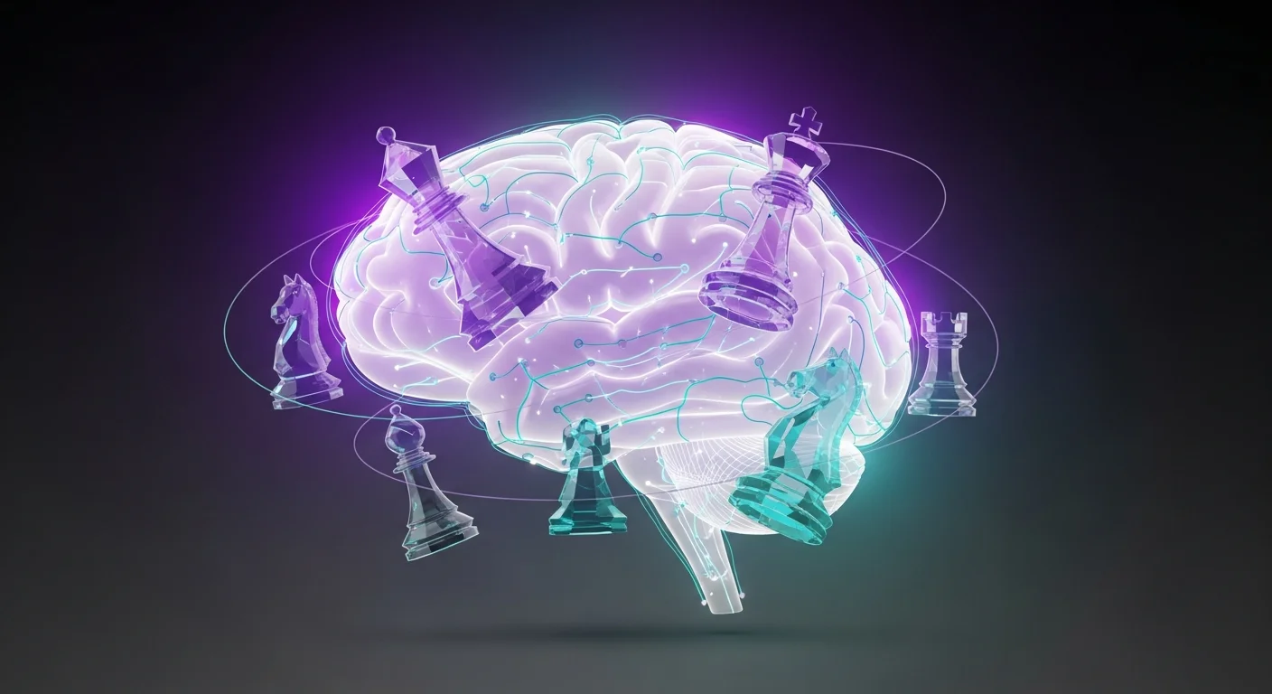 This image encapsulates the intricate relationship between cognitive science and blindfold chess, highlighting how players visualize and connect patterns alluding to the underlying mental processes.