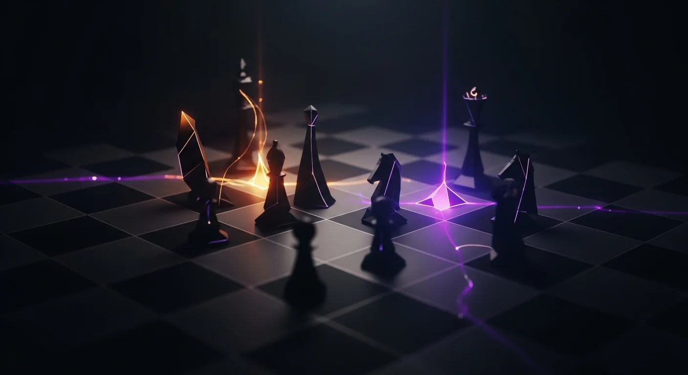 This image encapsulates the essence of dark-square strategies in chess, illustrating the concept of controlling territory and creating strategic advantages through abstract visual elements.