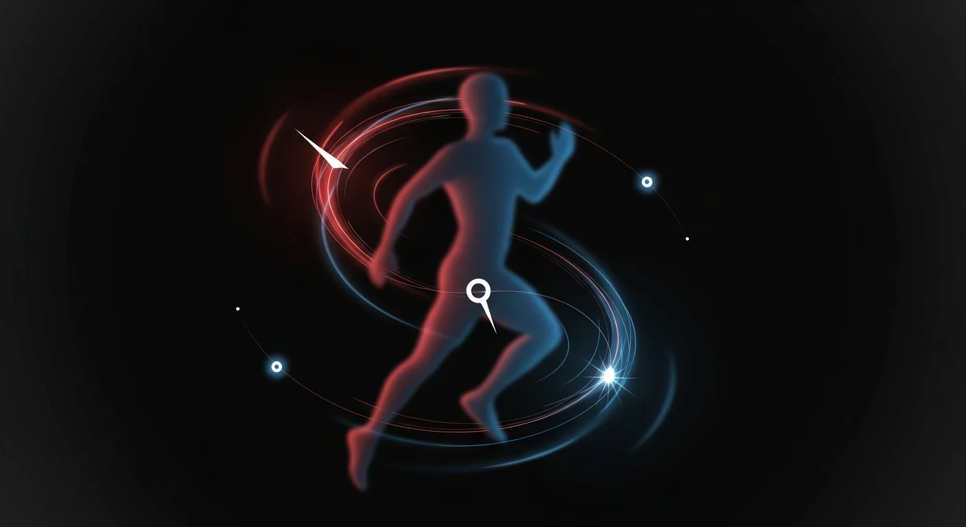 This image encapsulates the internal battle athletes face when leading, visually representing the impact of pressure and distractions on performance.