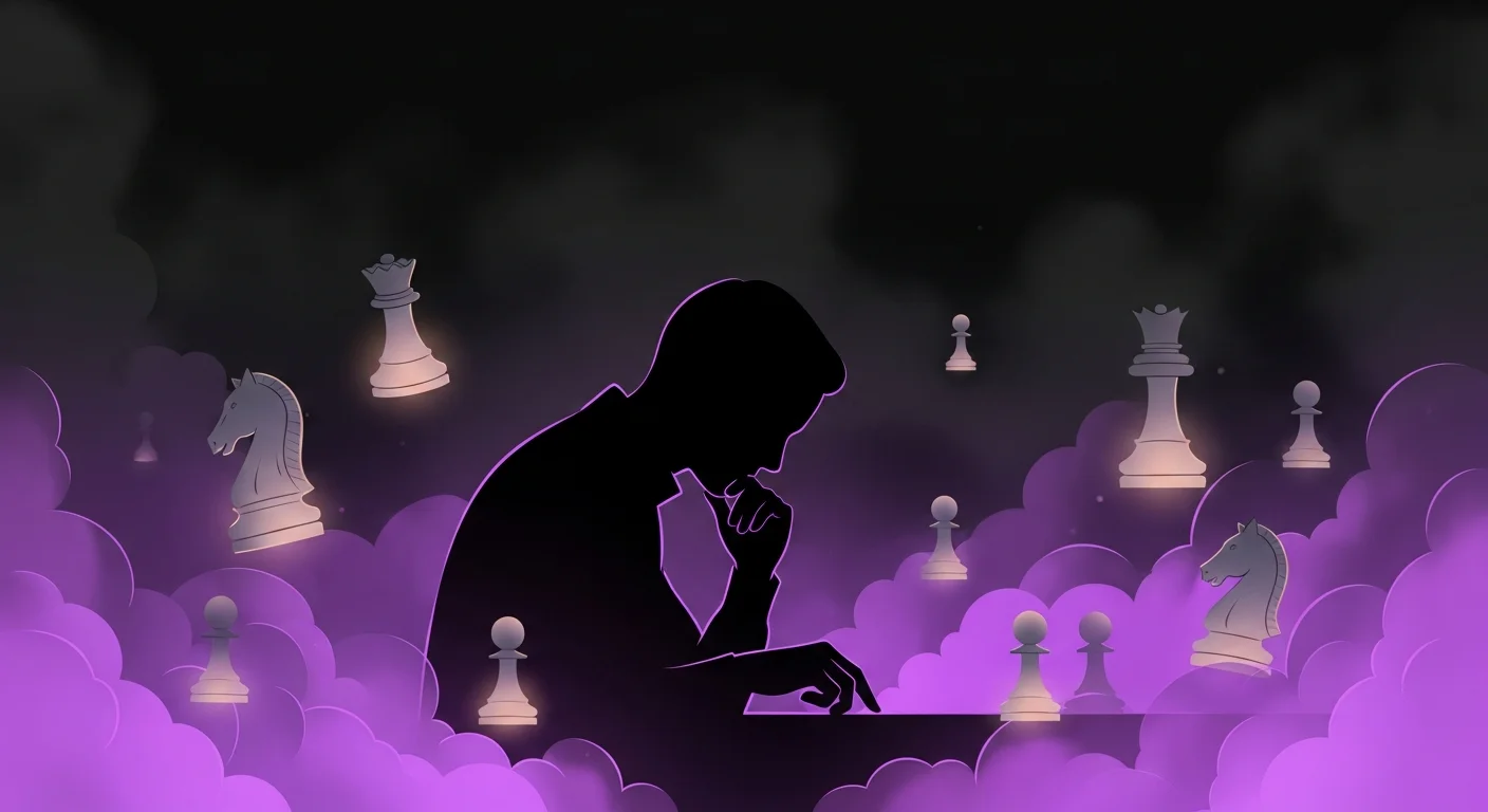 This image encapsulates the core theme of blindfold chess, emphasizing the mental strategies and visualization skills required, enhancing the article's focus on the unique cognitive experience.