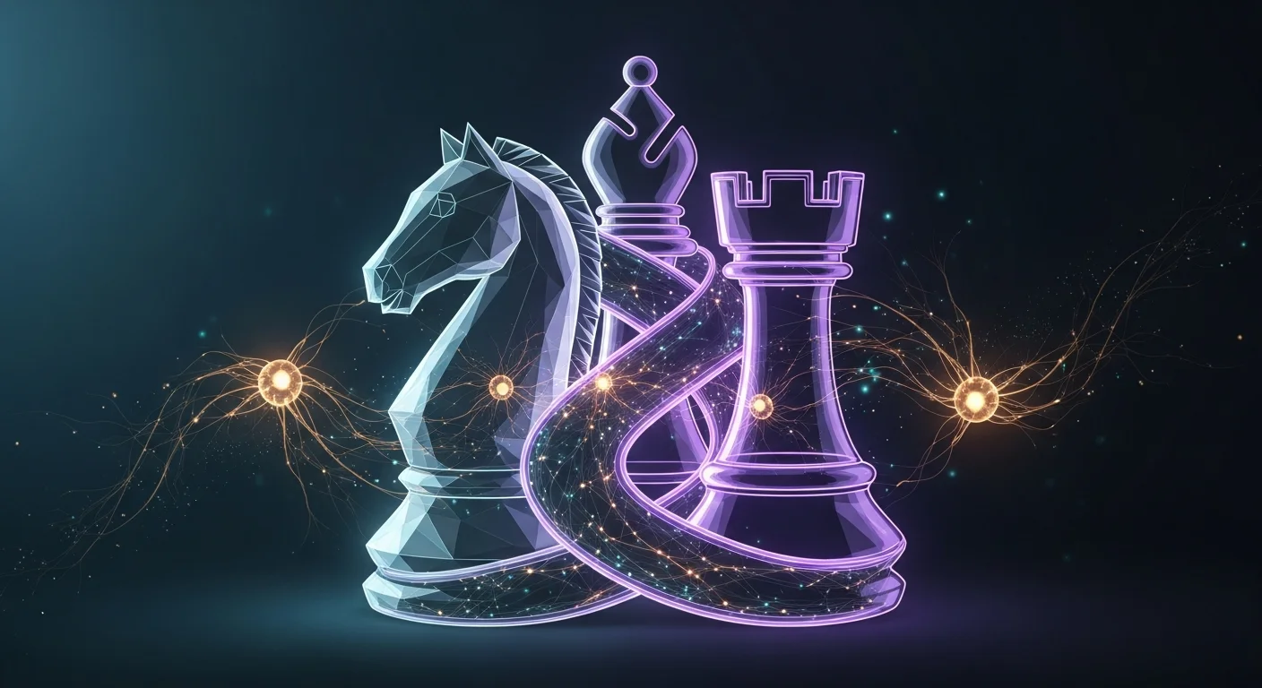 This illustration conveys the profound impact of AI on chess strategies, emphasizing the blend of human creativity and machine analysis, essential themes of the article that highlight adaptation and strategic evolution.