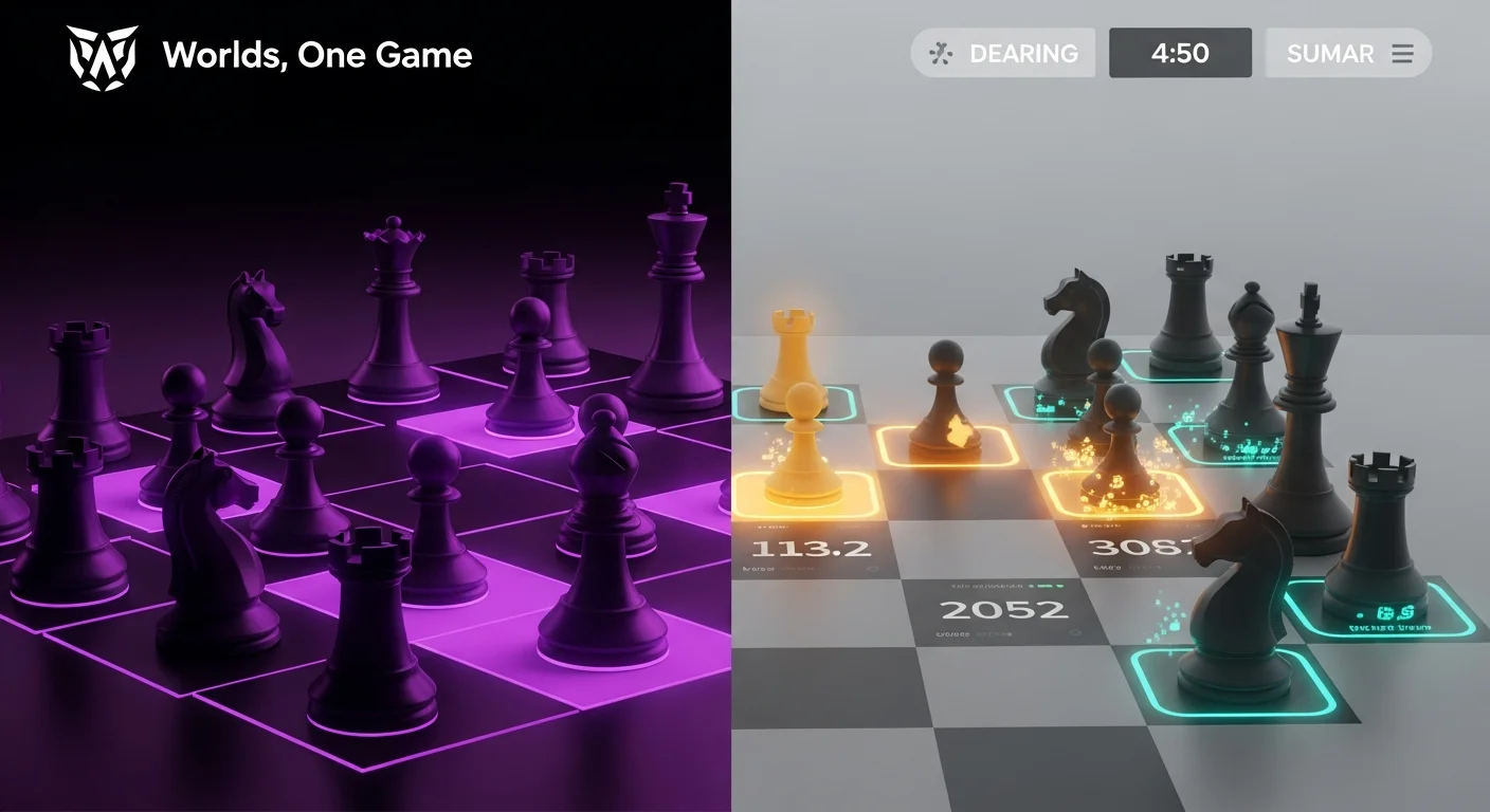 This visual serves to represent the comparative nature of the article by abstractly showcasing the unique characteristics of both chess training platforms, highlighting their distinct methodologies and user experiences.