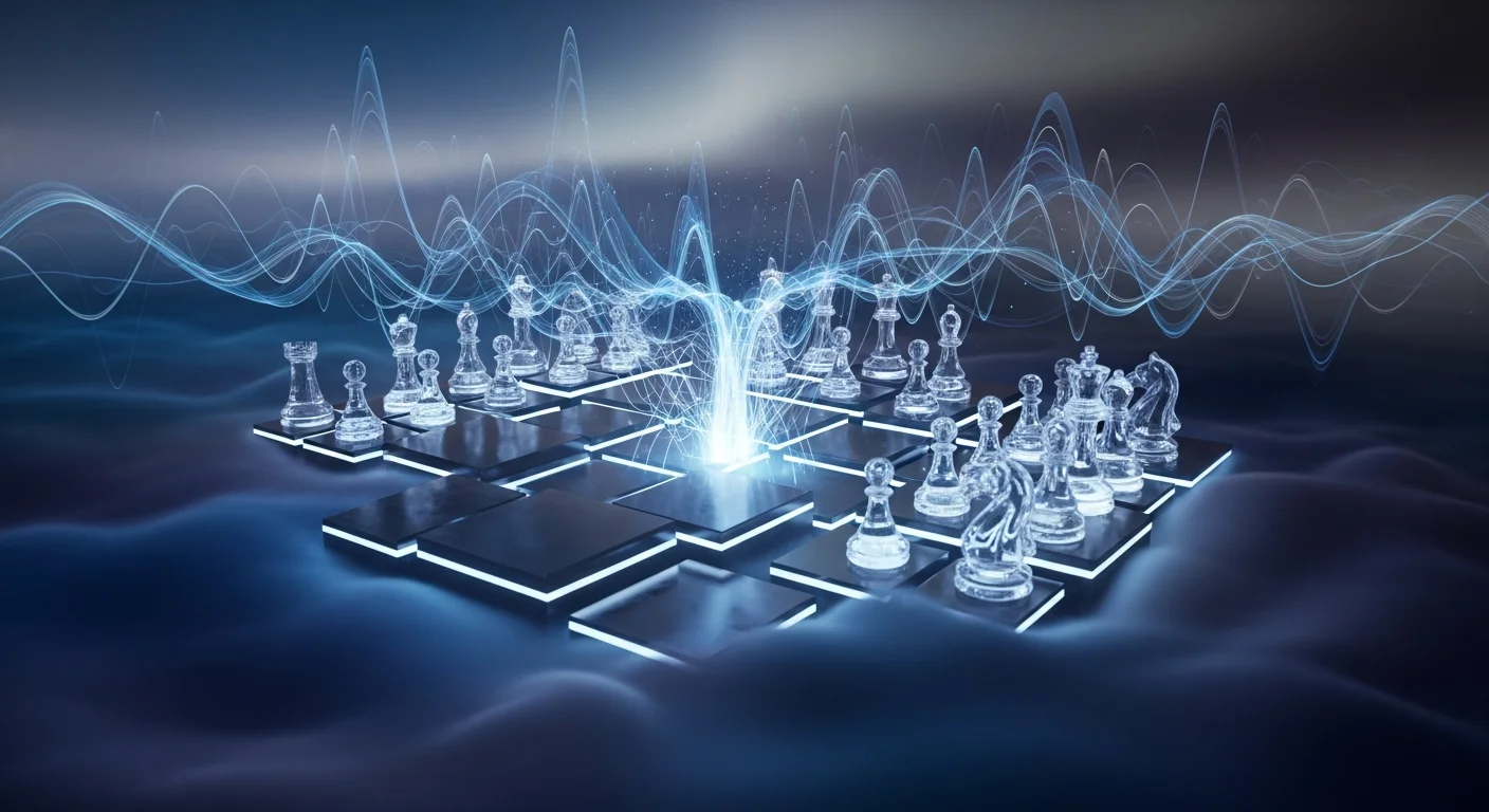 This image reflects the essence of mental chess training, highlighting the idea of playing without a physical board and the deep cognitive focus required to visualize positions and strategies.