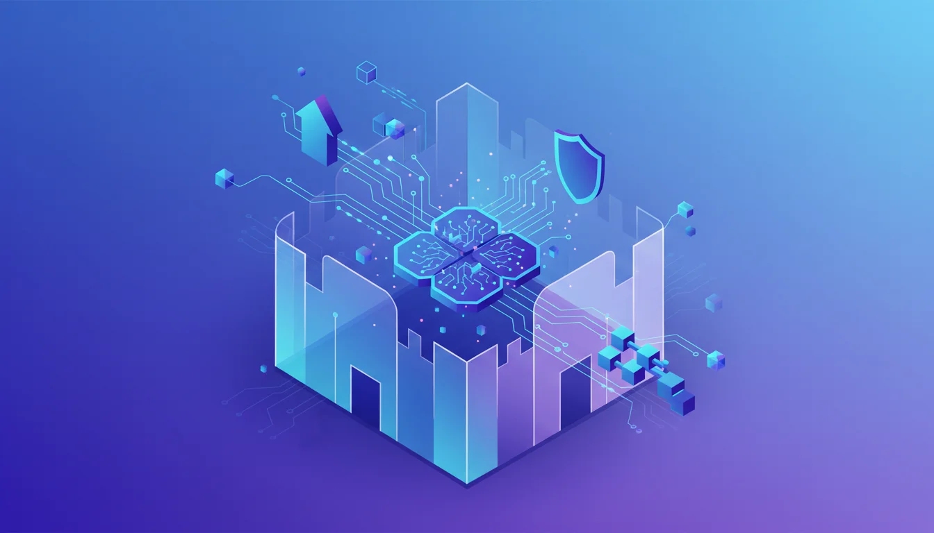 Illustration of AI technology merging with financial assets in a modern private equity setting.